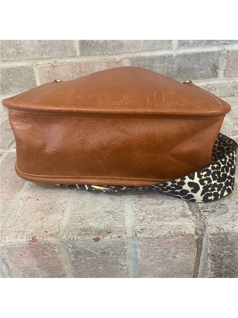 Brown Shoulder Bag with Leopard Strap - Picture 6 of 6